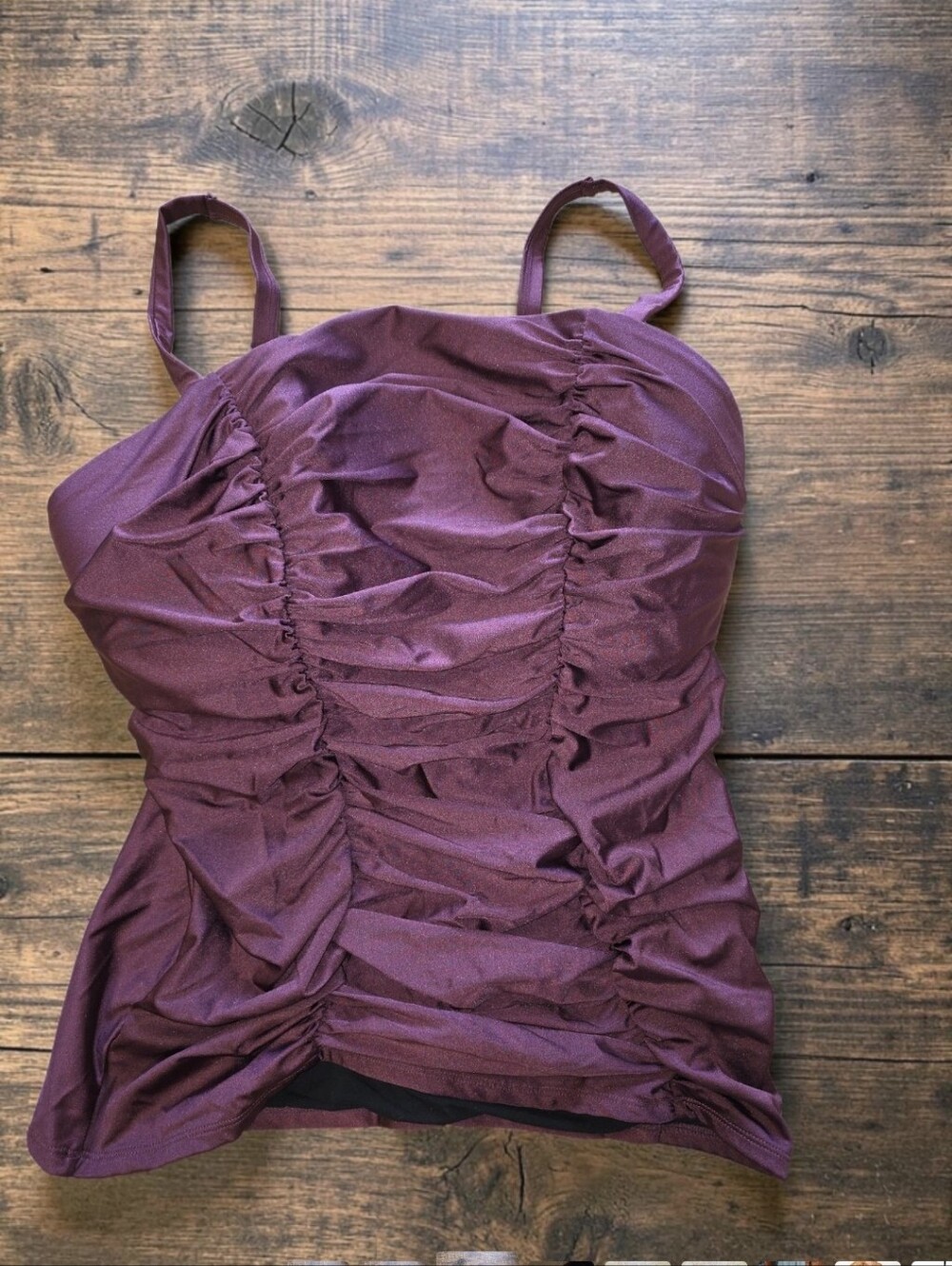 Swim by CACIQUE lightly lined rouched swimsuit top tankini‎ Purple sz 20 NWT